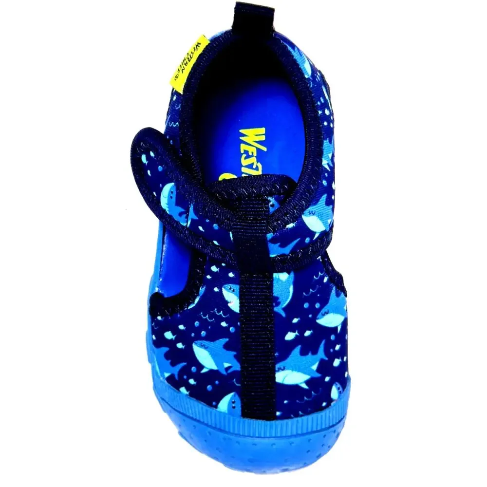 Western Chief Kids' Shark & Friends Beachgoer Sandal Blue 3